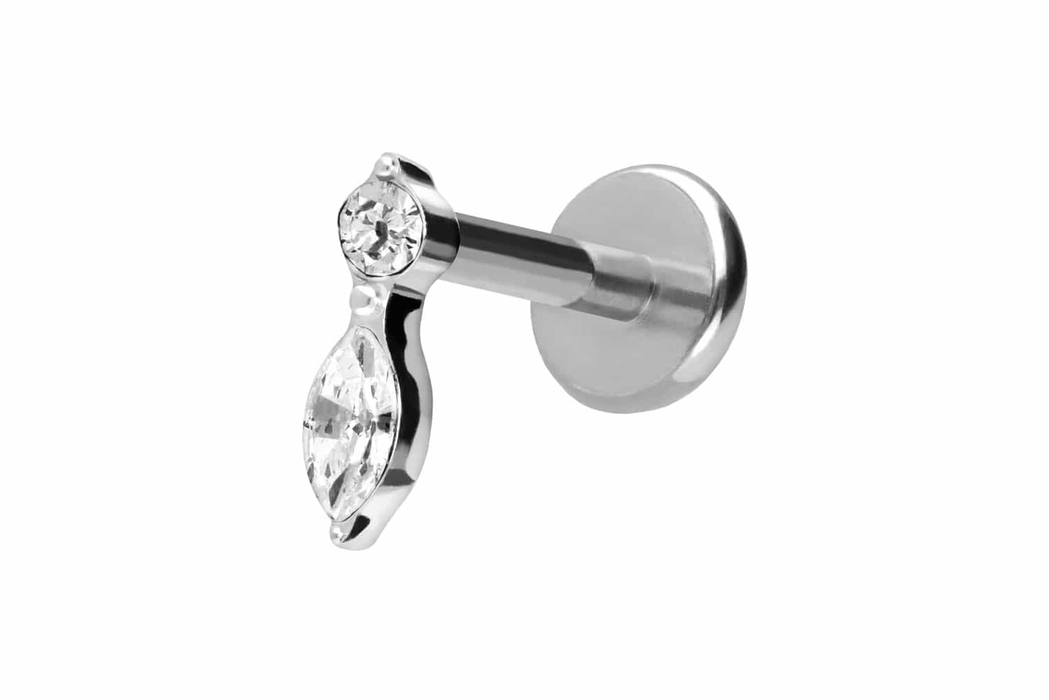 Titan Labret Piercing mit Push Fit KRISTALLBLATT